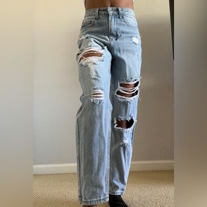 Pretty Little Thing Distressed Mom Jeans